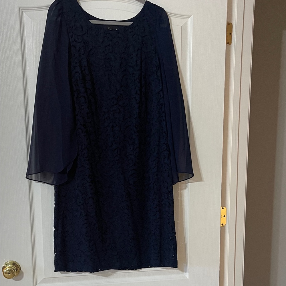 Chic Long Sleeve Navy Dress